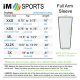 size chart for im sports full arm running sleeves