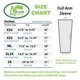 full arm sleeve size chart for im sports golf sleeves