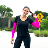 womens pink running arm sleeves