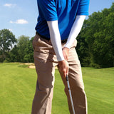 the best golfer in the world has a perfect grip and blue shirt