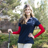 red full arm sleeves for women golfers