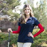 red full arm sleeves for female golfers